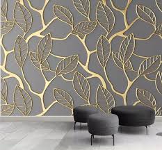 3d Wallpaper Embossed Golden Leaves Mural Wallpaper Interior Design Wallpaper Living Room Custom Photo Wallpaper