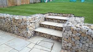 Dave S Levelled And Returfed Back Garden Gabion Wall Garden Retaining Wall Sloped Backyard