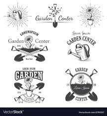 Set Of Vintage Garden Center Emblems Vector Image On Vectorstock Garden Center Logo Garden Lawn Care Logo