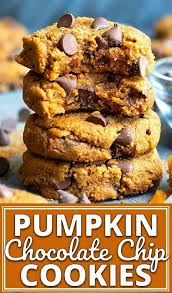 Healthy Pumpkin Chocolate Chip Cookies Gluten Free Vegan Recipe Pumpkin Chocolate Chip Cookies Vegan Cookies Paleo Pumpkin Cookies