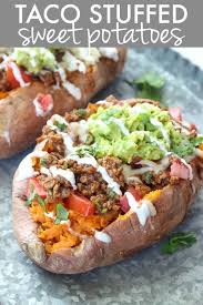Taco Stuffed Sweet Potatoes Recipe Health Dinner Recipes Good Healthy Recipes Healthy Dinner Recipes