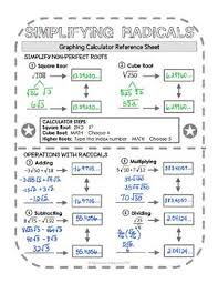 Graphing Calculator Reference Sheet Simplifying Radicals Teaching Algebra School Algebra Maths Algebra