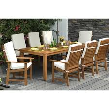 Garden Dining Set 8 Seater Patio Wooden Cushions Table Chairs Armchairs Seats Patio Furnishings Modern Patio Furniture Wooden Dining Set