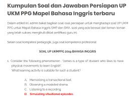 Kumpulan Soal Dan Jawaban Persiapan Up Ukm Ppg Mapel Bahasa Inggris Terbaru Reading Comprehension Skills Instructional Planning Collaborative Learning