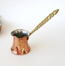Vintage Turkish Coffee Pot Copper Coffee Pot With Brass Handle Cezve Jezve Rustic Kitchen Decor Country Cottage Farmhous Coffee Pot Cezve Country Kitchen Decor