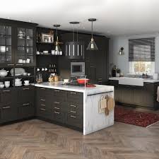 Cuisine Authentique Noire Et Marbre Leroy Merlin Cuisine Noire Cuisine Bois Meuble Cuisine