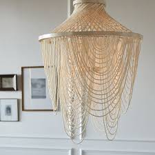Palecek Mariana Beaded Chandelier Chandelier Is Fully Beaded With Tiny Wood Beads In A Soft White Finish Co Diy Chandelier Chandelier Picture Small Chandelier