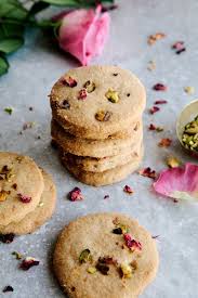 Rose Pistachio Olive Oil Shortbread Wallflower Kitchen Recipe Rose Cookies Olive Oil Cookies Vegan Sweets