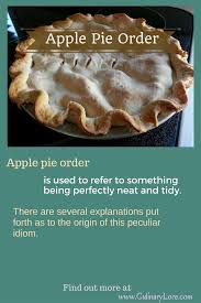 The Meaning Of The Food Related Idiom Apple Pie Order The Origin Is Hard To Pin Down But There Is No Shortage Of Theori Apple Pie Order Idioms Food History
