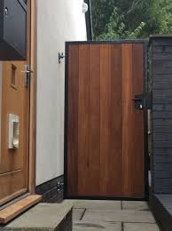 Garden Gate In Our York Design Deep Metal Framed With The Finest Hand Selected Iroko Hardwood Osmo Oil Finish Wi Side Gates Garden Doors Metal Garden Gates
