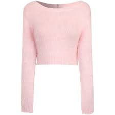 Light Pink Cropped Fluffy Jumper 55 Liked On Polyvore Featuring Tops Sweaters Pink Light Pink Top Pink J Light Pink Sweaters Pink Tops Crop Top Shirts