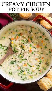 Creamy Chicken Pot Pie Soup It S Filled With Tender Chicken Lots Of Fresh Veggies And A Delicious Brot In 2020 Chicken Pot Pie Soup Pot Pie Soup Chicken Veggie Soup