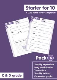 Starter For 10 Gcse Maths Revision Programme C D Grade Pack A Gcse Math Gcse Maths Revision Math