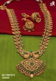 Long Mango Haram Matt Finish One Gram Gold Jewelry Gold Jewellery Design Necklaces Gold Jewelry Fashion Gold Necklace Designs
