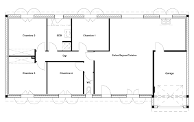 Plan Maison Rectangle 4 Chambres Plan Maison Plan Maison 120m2 Plan Maison 4 Chambres