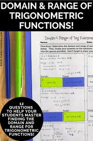 Domain And Range For Trigonometric Functions Trigonometric Functions Secondary Math Precalculus