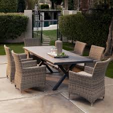 Bella All Weather Wicker Patio Dining Set Seats 6 Patio Dining Sets At Hayneedle Wicker Don T Think My Hubby Patio Dining Set Patio Set Patio Dining