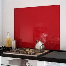 Credence Fond De Hotte Verre Brillant Rouge Hauteur 75cm Cuisissimo Fond De Hotte Verre Credence Cuisine Verre Hotte