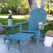 Blue Stain Wood Adirondack Chair With Pull Out Ottoman And Built In Cup Holder Wood Adirondack Chairs Adirondack Chair Adirondack Chair Plans