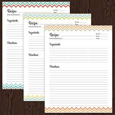 Recipe Card Full Page Colourful Chevron Fillable Etsy Recipe Book Diy Recipe Cards Template Printable Recipe Cards