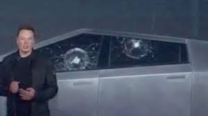 Sledgehammer impact on door cracked base of glass, which is why steel ball didn't. As Tesla Cybertruck Armor Glass Stunt Goes Awry Musk Notes Room For Improvement