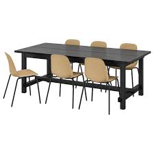 Mockelby Norraryd Table And 6 Chairs Oak Black Ikea In 2020 Ikea Dining Sets Ikea Dining Wood Dining Table