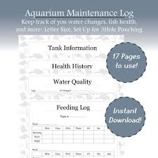 Fish Maintenance Log Aquarium Maintenance Log Fish Care Etsy Aquarium Maintenance Fish Care Fish Tank