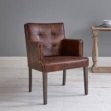 Adelaide Brown Leather Dining Chair With Arms Leather Dining Chairs Chair Leather Chair