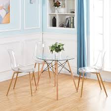 Green Forest Acrylic Dining Side Chairs Transparent Clear Seat With Strong Metal Legs Set Of 4 White Round Dining Table Retro Dining Table Round Dining Table
