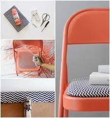 An Easy Way To Revamp Any Tired Old Chair Diy Next On To Do List Metal Folding Chairs Furniture Makeover Thrift Store Furniture