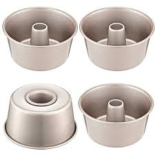 Chef Made Chefmade Mini Angel Food Set 4 Inch 4pcs Non Stick Carbon Steel Chiffon Mold Fda Approved For Oven Baking One Part Pan Ch Angel Food Pan Set Stick