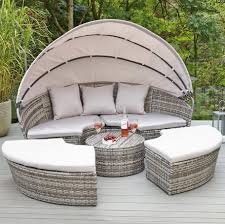 Sicily Modular Rattan Effect Day Bed With Canopy Comfortable Bedroom Decor Garden Day Bed Outdoor Daybed