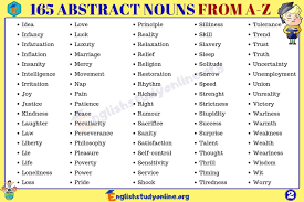Abstract Nouns List Of 165 Important Abstract Nouns From A Z English Study Online Abstract Nouns Nouns English Study