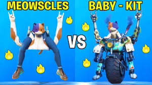 There have been a bunch of fortnite skins that have been released since battle royale was released and you can see them all here. Meowscles Vs Baby Meowscles Kit In Fortnite Dances Battle Youtube