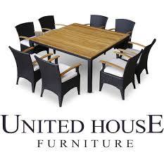 Outdoor Wicker Teak Timber Square 8 Seater Dining Table Chairs Furniture Setting