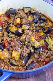 Eggplant Ground Beef Recipe Maral In The Kitchen Healthy Ground Beef Ground Beef Recipes Beef Recipes