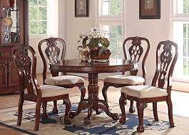 Set Of 2 Cherry Dining Chairs In Upholstered With A Cream Seat Cushion Round Wood Dining Table Solid Wood Dining Set Dining Table