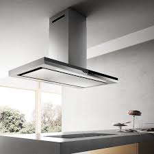 Elica Hotte A Ilot Meteorite 120 Cm Acier Inox Et Verre Noir Myareadesign It