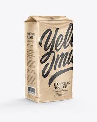 Kraft Flour Bag Mockup Half Side View In Bag Sack Mockups On Yellow Images Object Mockups Mockup Free Psd Mockup Free Psd Mockups Templates