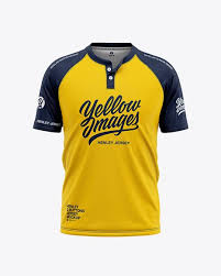 Men S Henley Jersey Mockup Front View Of T Shirt In Apparel Mockups On Yellow Images Object Mockups Clothing Mockup Shirt Mockup Mens Henley