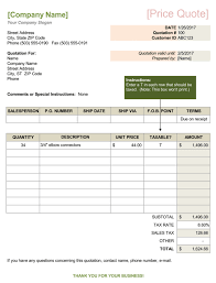 Price Quotation Template Quotations Quote Template Sales Quotation