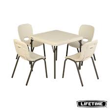 Lifetime Children S Table With 4 Almond Stacking Chairs Costco Uk