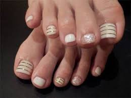You can alternate white, green and pink colors as base for this design while painting pink and green polishes on top depicting violet, pink and white themed french tip nails and toenail art design. 20 Toe Nails Designs That Fit Any Occasion Styleoholic
