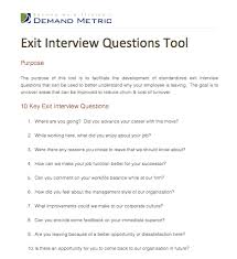 Exit Interview Questions Tool A Template To Facilitate The Development Of Standardized Exit I Job Interview Advice This Or That Questions Interview Questions