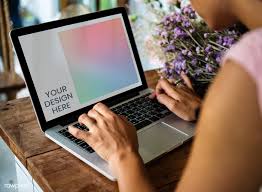 Download Premium Psd Of Woman Using A Laptop Mockup Screen 844024 Laptop Screen Laptop Digital Tablet