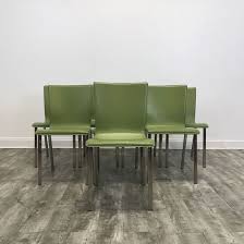 Set Of 8 Green Leather Diego Dining Chairs By Cb2 Chicago Il Https Www Marketsquarehome Com Items Set Of 8 Green Leath Dining Chairs Chair Local Furniture