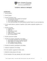 Research Article Critique Example Nursing Research Research Paper Research