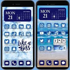 Ios 14 Iphone Apps Icons Cute Girly Blue Navy Beach Watercolor Etsy In 2021 Iphone Apps Iphone Icon Iphone