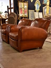 Pair Of Large Moustache Back French Leather Club Chairs Club Chairs Leather Club Chairs Chair