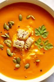 This Creamy Roasted Pumpkin And Sweet Potato Soup Is Easy Comforting And Full Of Flavour Per Sweet Potato Soup Pumpkin Sweet Potato Soup Pumpkin Soup Recipe